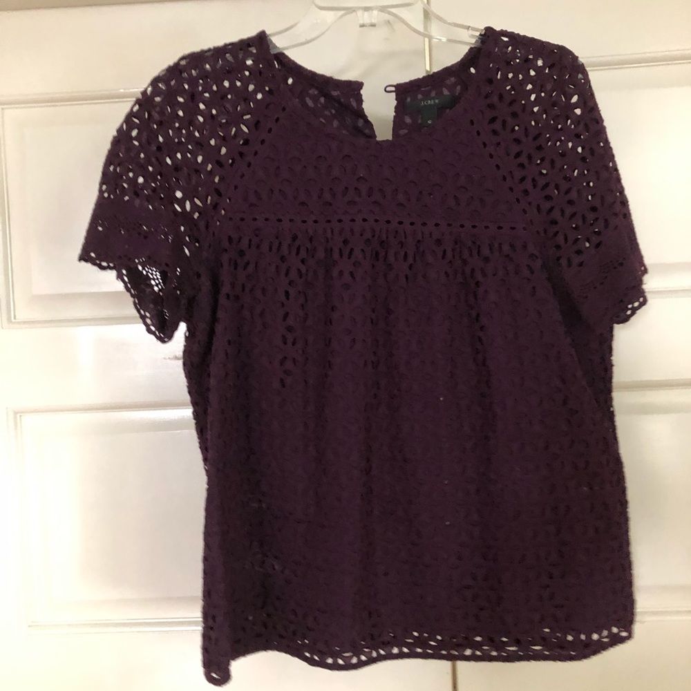 Eyelet blouse eggplant color